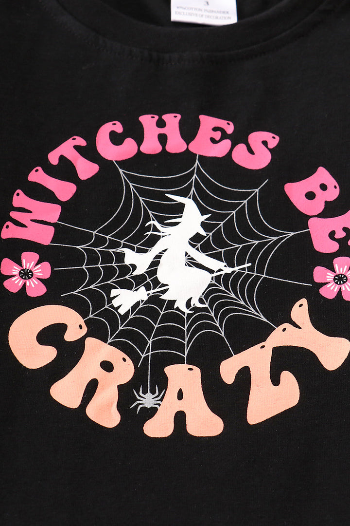 Black Halloween Witch Girl Top