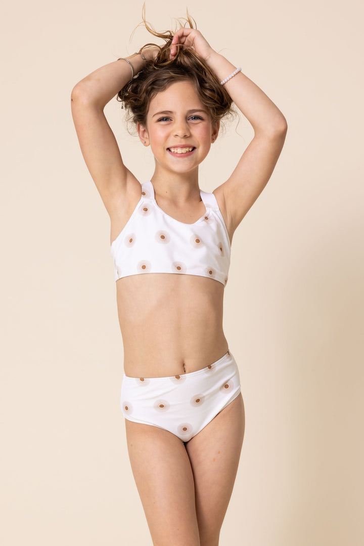 White Floral Print 2pc Girl Swimsuit (size Run Small, Go Up 1-2 Sizes)